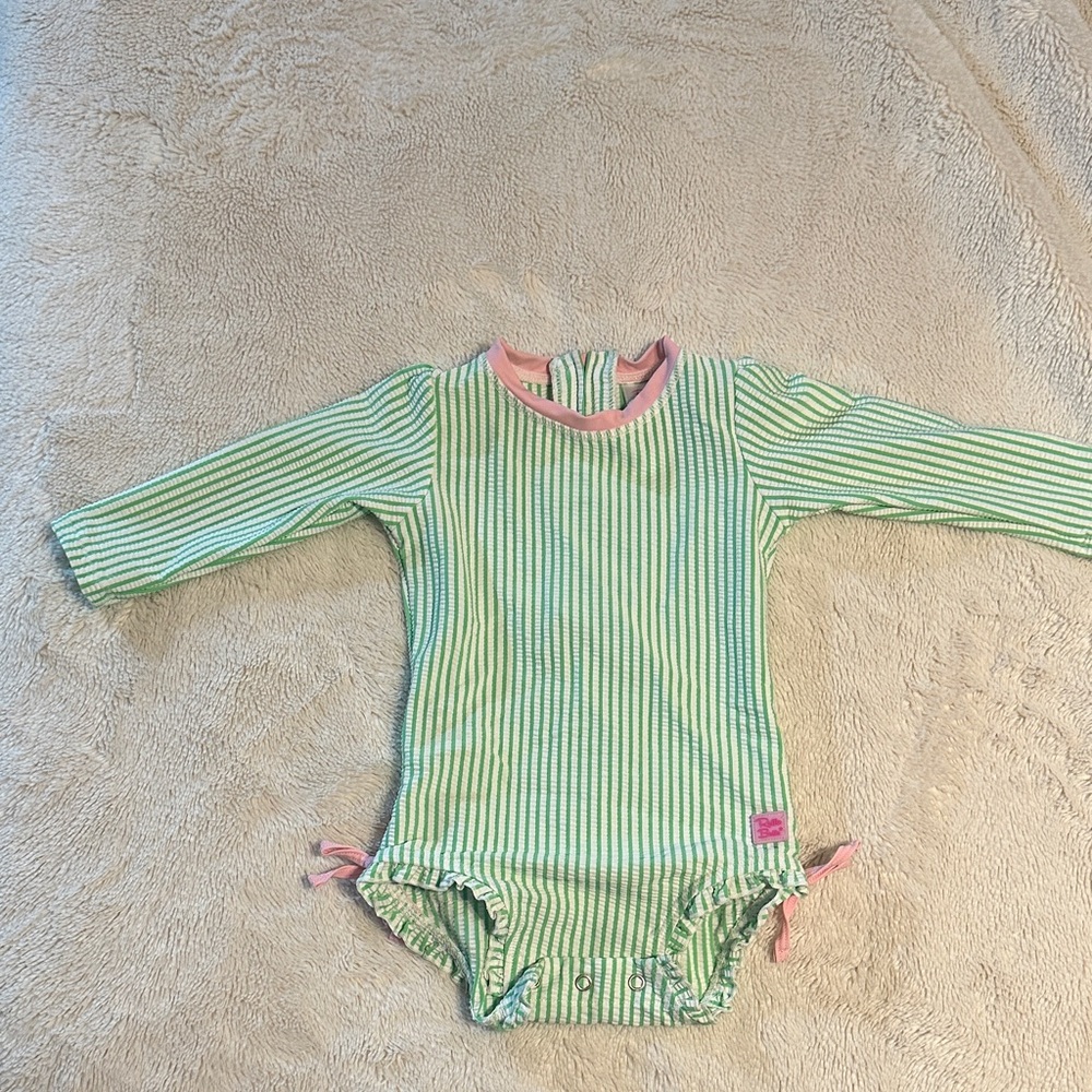 Striped Green and Pink swim suit